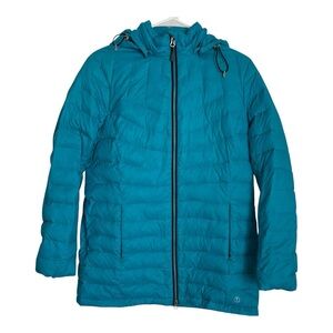 Land’s End Women’s Turquoise Aqua Down Puffer Coat Size Medium Winter Jacket